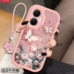 Pink phone case featuring butterfly