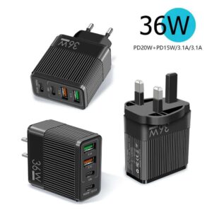 16w multi port fast charging travel adapter