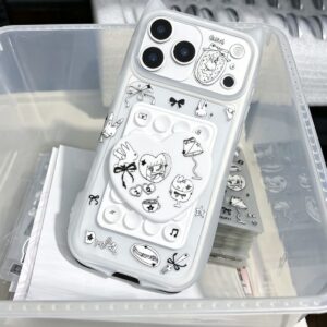 Sticker themed white phone case